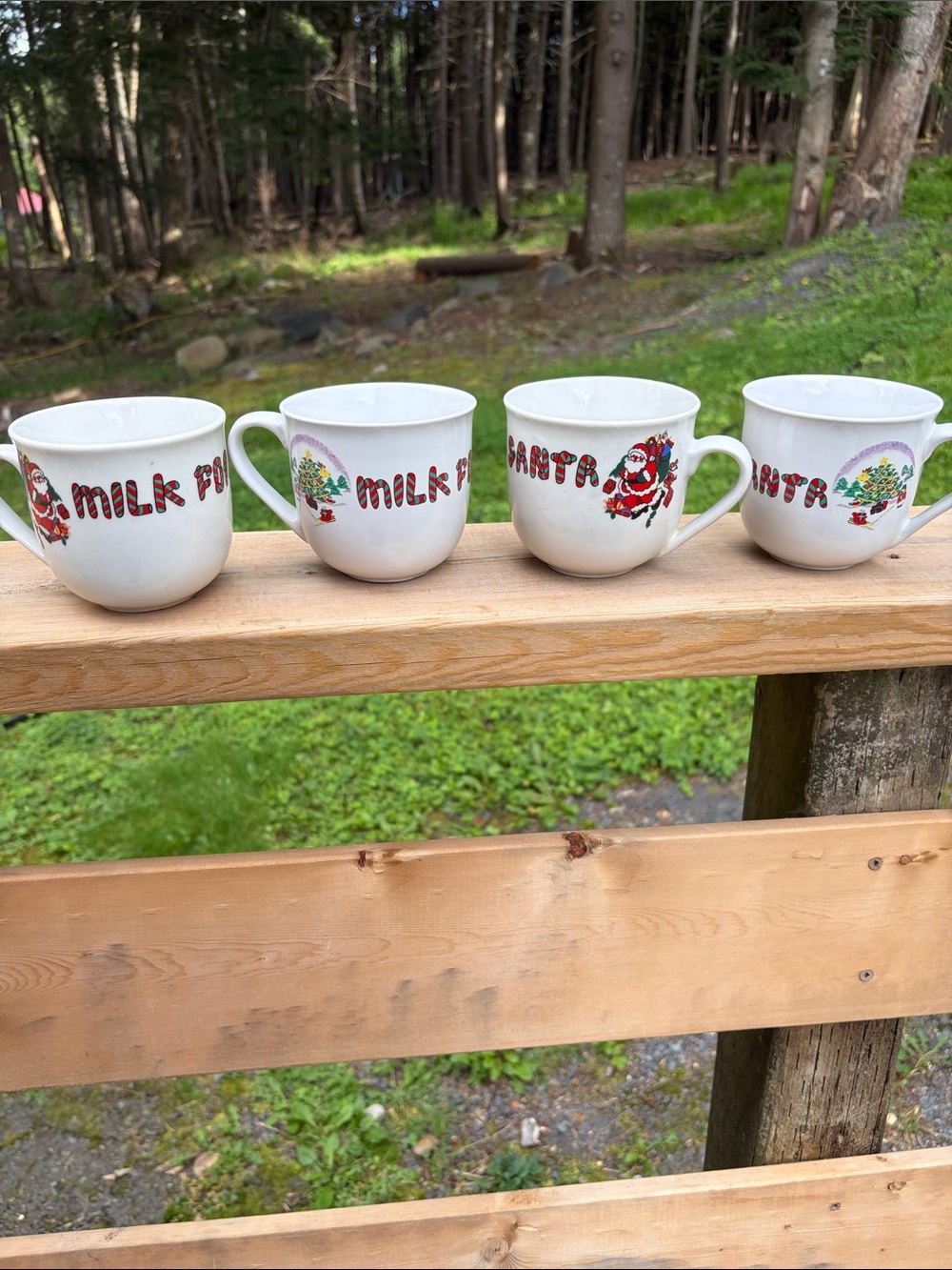 4 vintage Milk for Santa Holiday Mug Set - White